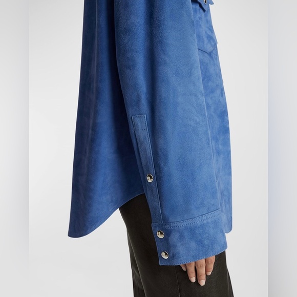 Khaite Jinn Suede Shirt, 6, Blue Iris - Picture 4 of 17
